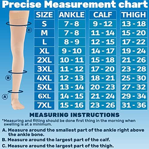 ABSOLUTE SUPPORT ABSOLUTE SUPPORT Plus Size Thigh Hi Compression Stockings for Men 20-30mmHg - Over Knee Opaque Mens Compression Socks with Wide Calf for Achilles Tendon, Embolism, DVT - Beige, 2X-Large