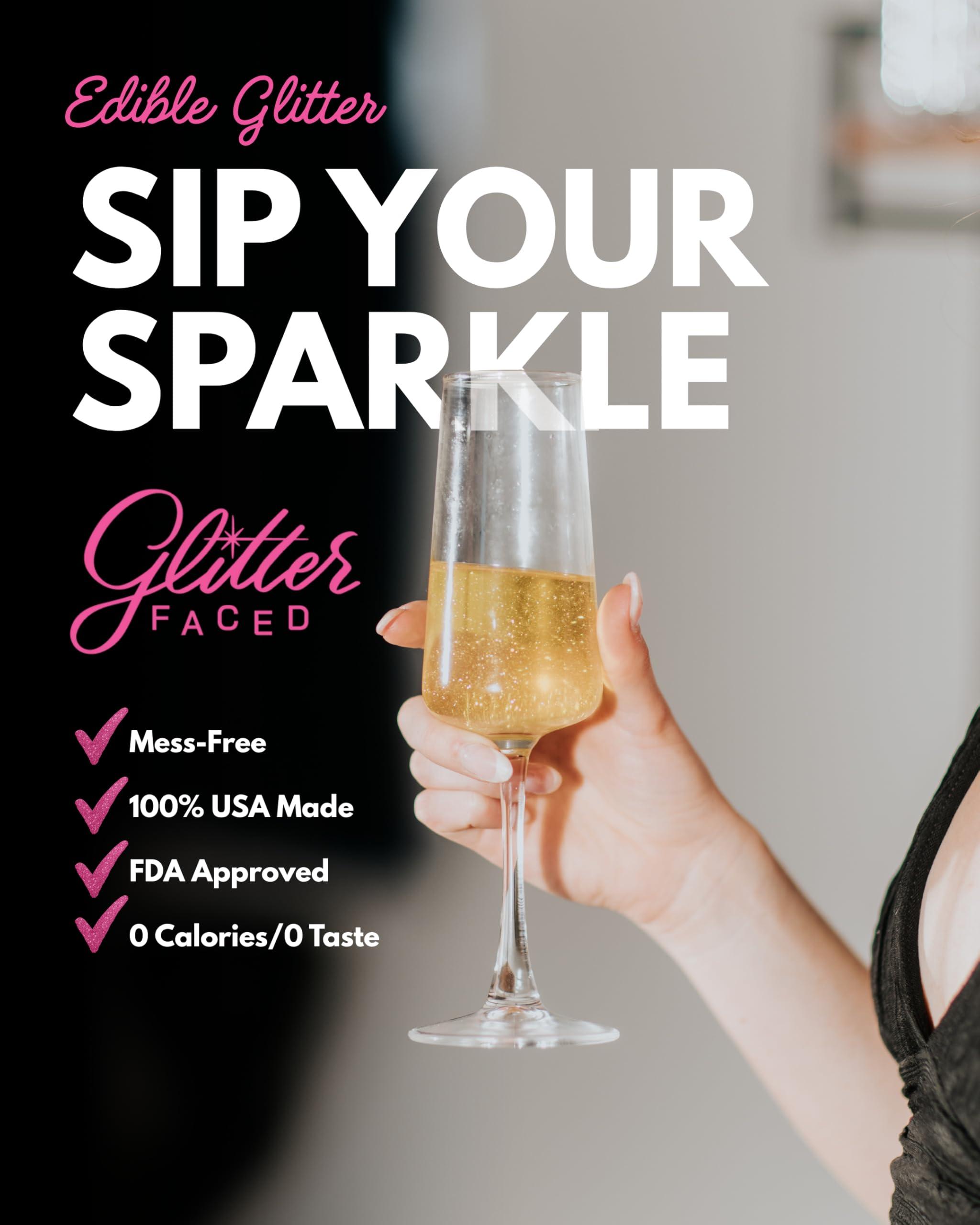 Glitter Faced Glitter Faced - Edible Glitter for Cocktails & Drinks - Mess-Free Glitter Drop, Food-Grade, 0 Cal, Sparkle Luster Dust, Drink Glitter for Enhanced Shine, Halloween or Christmas Party, 30ml (Blush)