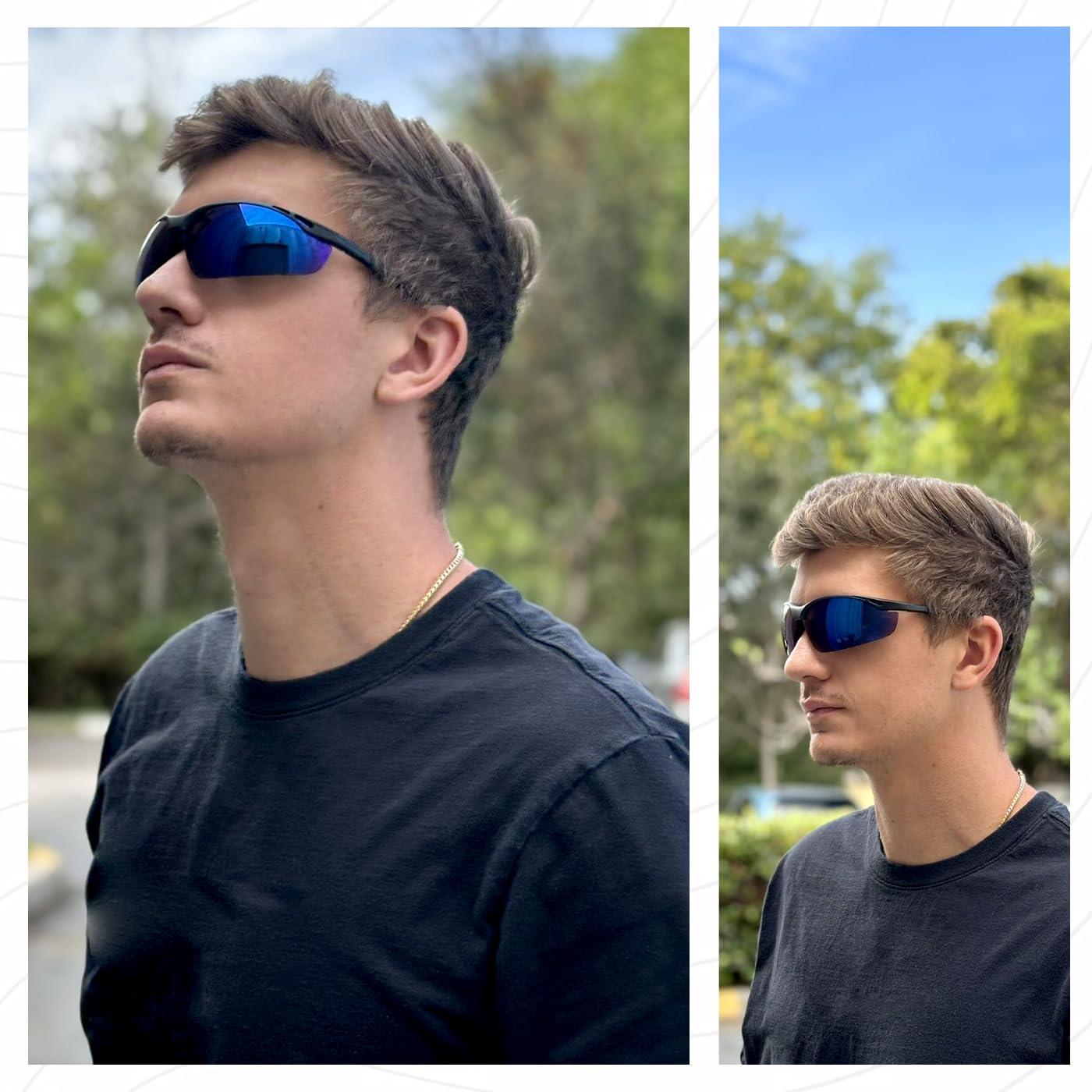 Calabria Calabria 91348 3 Pack Bulk Bifocal Reading Safety Glasses +2.50 Blue Mirror Men Women Wraparound Eye Protection Shatterproof