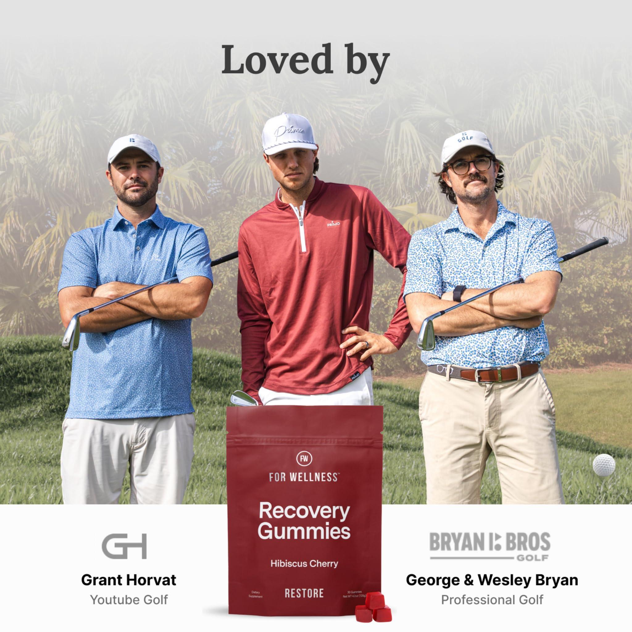 For Wellness Recovery Gummies - Tart Cherry Gummies for Muscle Recovery - Hibiscus Cherry Flavor with Antioxidants & Electrolytes Combats Soreness, Fights Inflammation, Boosts Energy - Vegan, Non-GMO, Gluten-Free