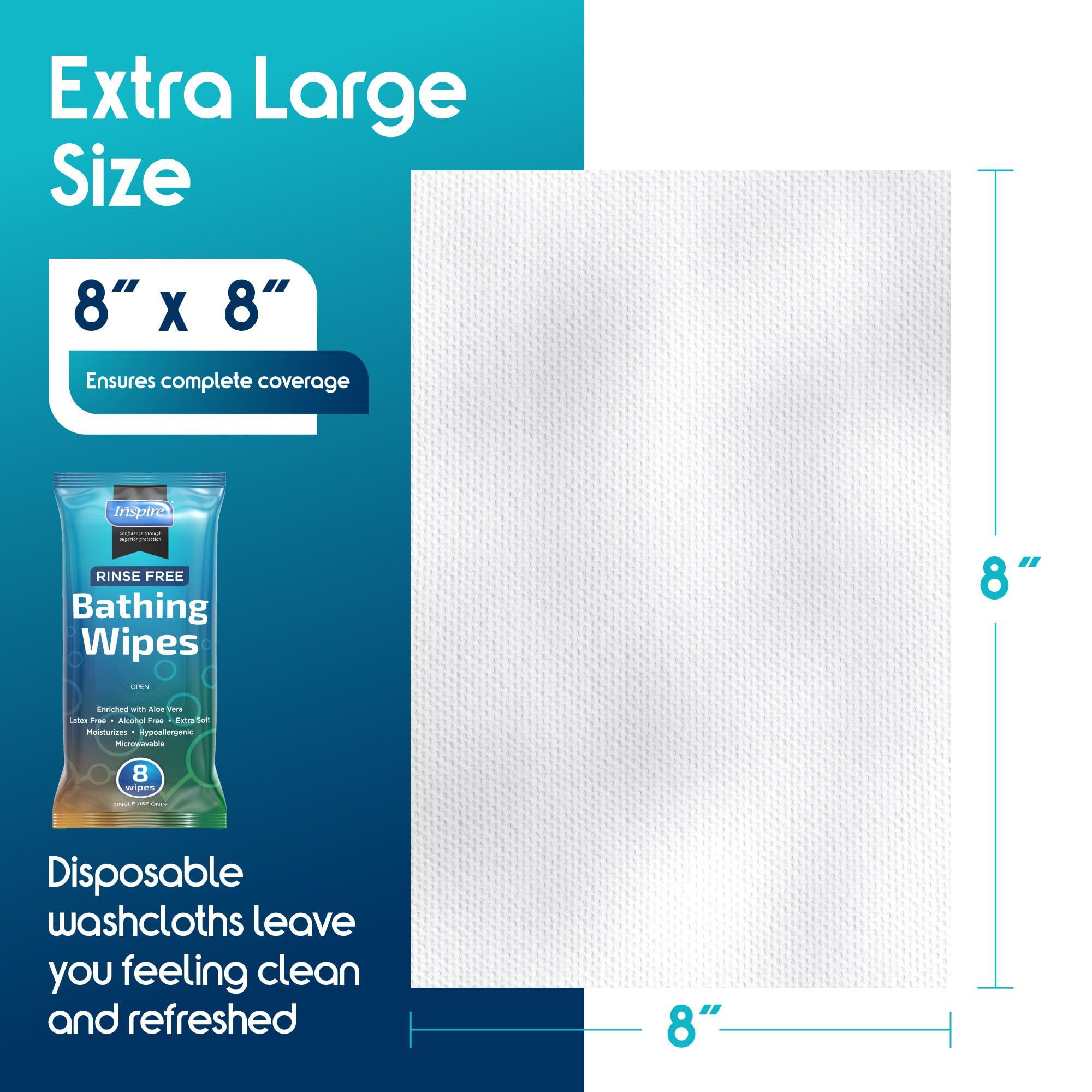 Inspire Inspire Thick Rinse Free Body Wipes, Extra Large Washcloths For Adults, Aloe Vera Enriched