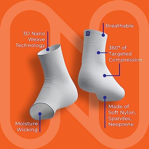 NanoSocks NanoSocks Compression Socks for Women & Men (1 Pair) - BEST Ankle Brace Support Sleeve for Neuropathy, Plantar Fasciitis, Diabetic Foot Nerve Pain Relief - Toeless (Small, White)