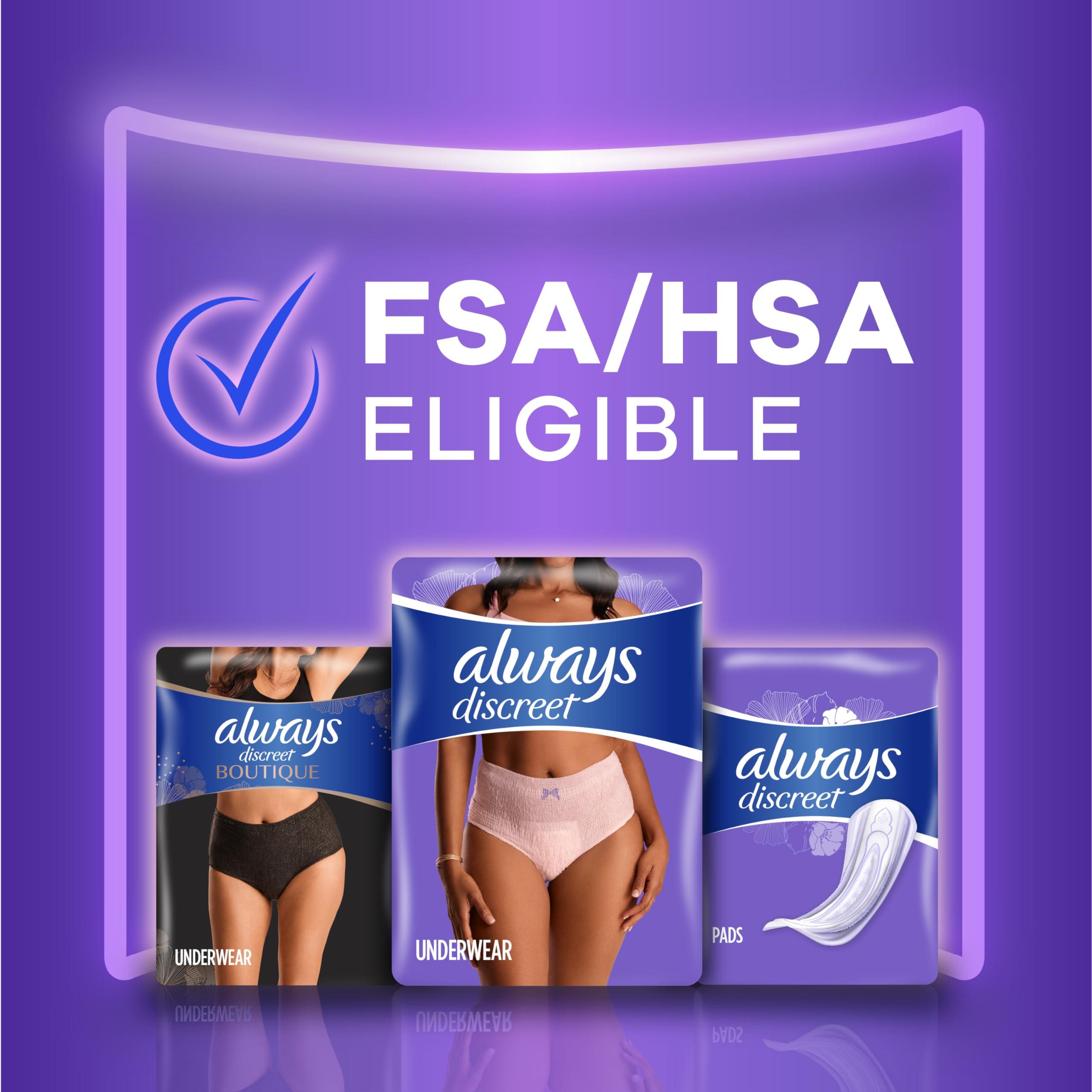 Always Discreet Always Discreet Adult Incontinence & Postpartum Underwear For Women, Size Small/Medium, Maximum Absorbency, Disposable, 32 Count x 2 Packs (64 Count total) (Packaging May Vary)