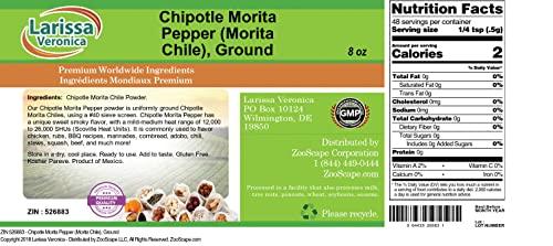 Larissa Veronica Chipotle Morita Pepper (Morita Chile), Ground (8 oz, ZIN: 526883) - 2 Pack