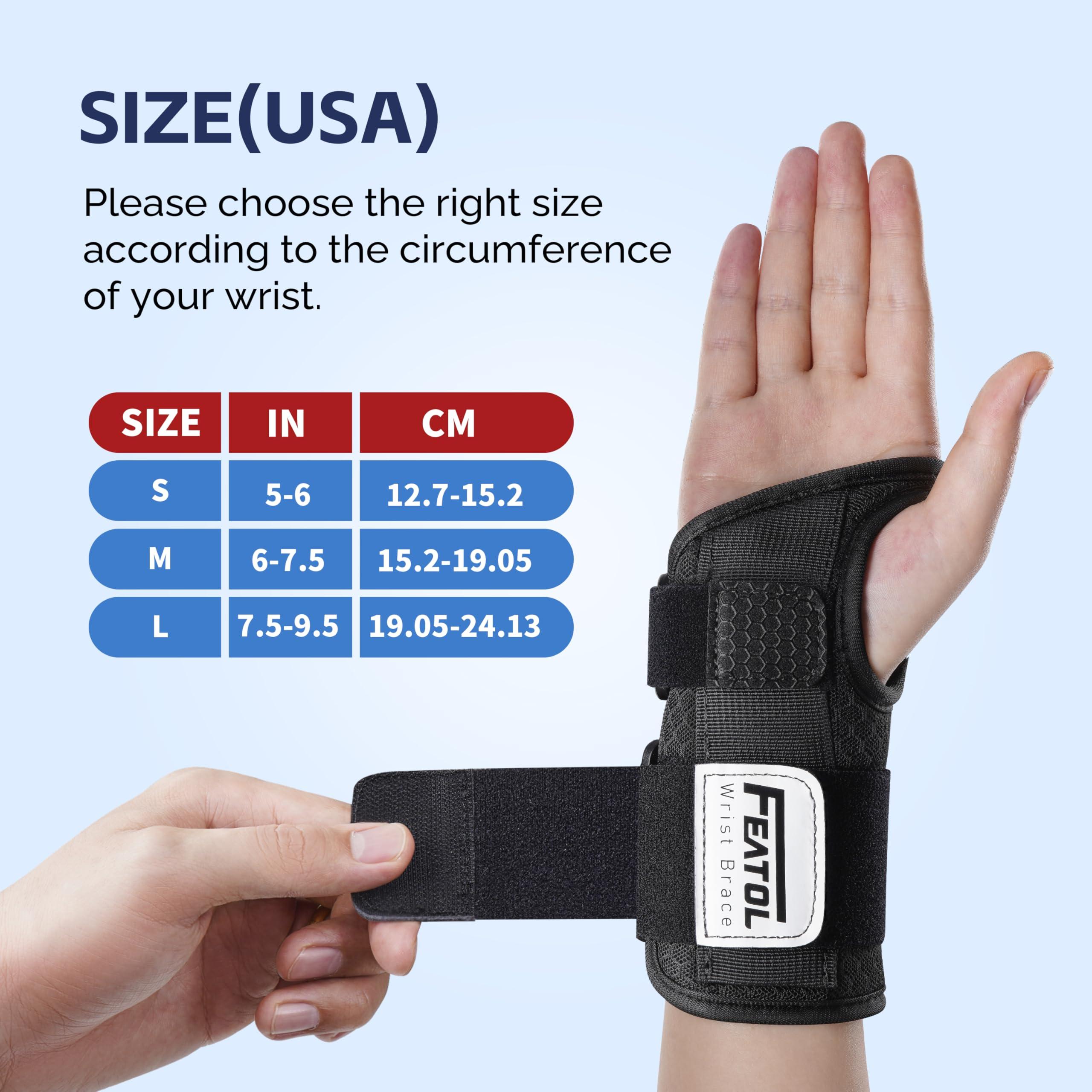 FEATOL FEATOL 2 Pack Carpal Tunnel Wrist Brace For Work With Wrist Splint, Adjustable Wrist Guard Daytime Support For Women Men, Pain Relief For Pregnancy, Typing, Arthritis, Tendonitis, Right Hand Left Hand, Large