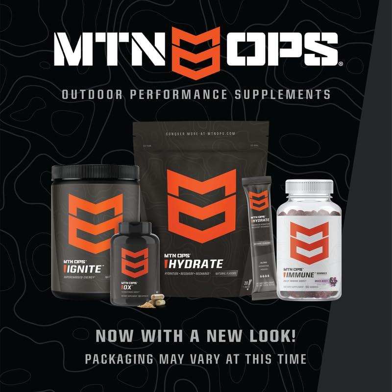 MTN OPS MTN OPS Hydrate Electrolytes Powder Drink Mix, 20 Single Serving On-The-Go Electrolyte Packs with Over 1000mg of Electrolytes per Serving, Lemonade