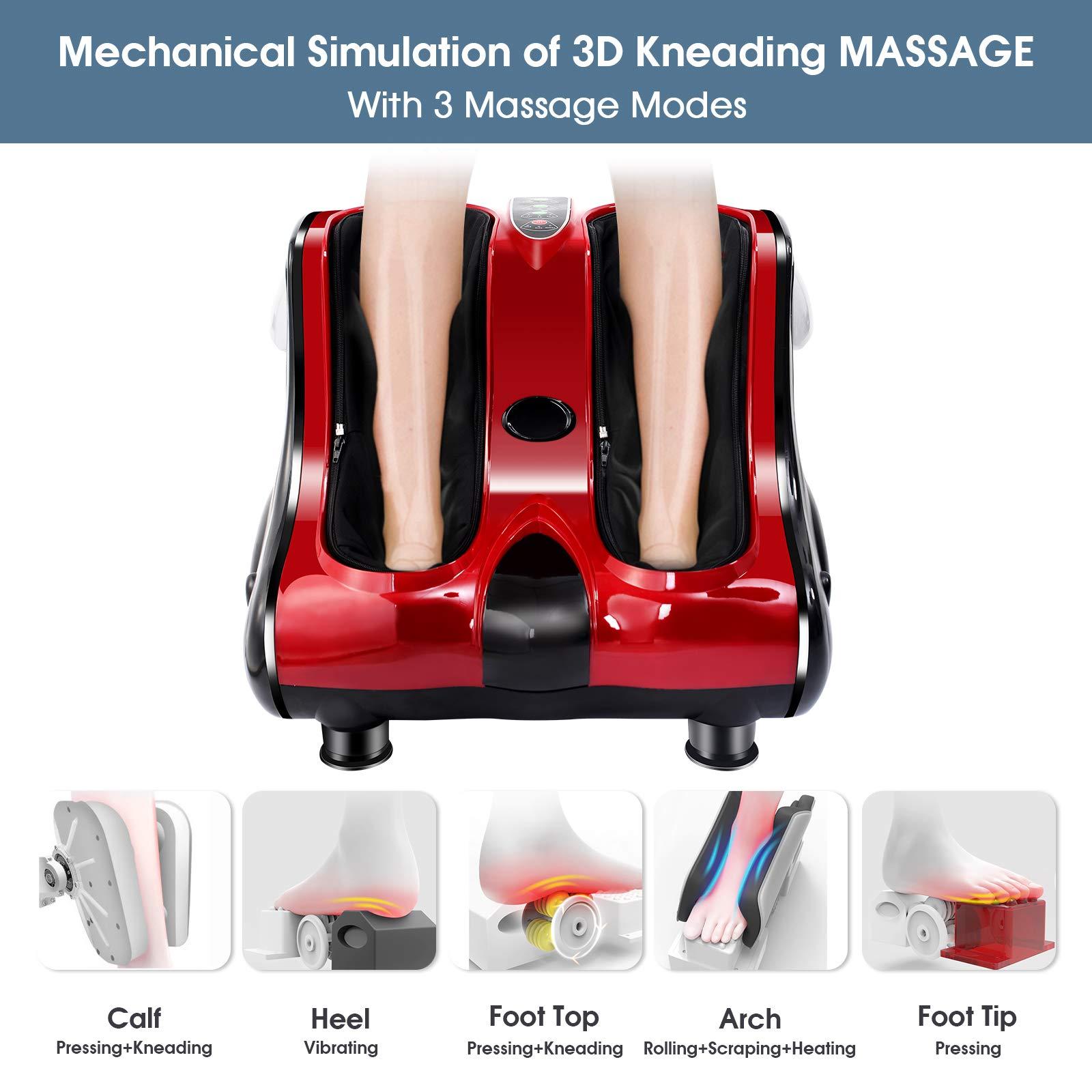 ARLIME ARLIME Foot Calf Massager Machine with Shiatsu Kneading Rolling Vibration Heating Massager for Tired Feet, Leg, Deep Kneading Therapy, Relaxation Vibration, Rolling