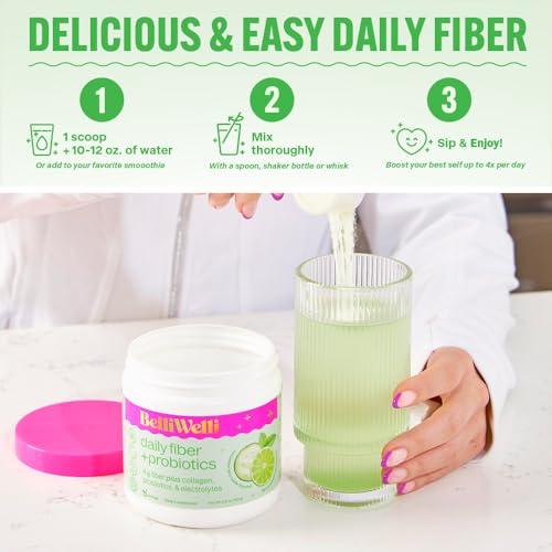 Belli Welli Belli Welli Daily Fiber Supplement with Added Collagen, Probiotics and Electrolytes | Supports Digestive Health and Regularity | Cucumber Lime Cooler | 16 Servings