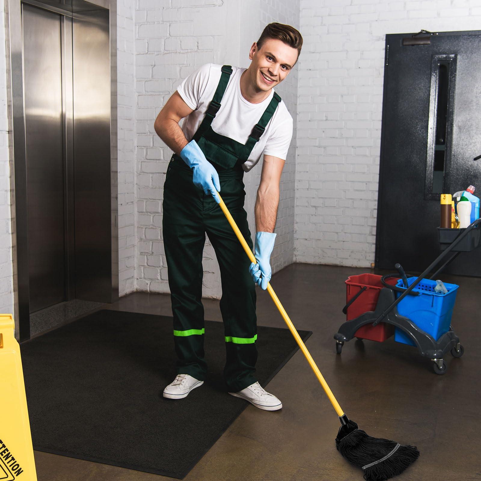 Nuogo Nuogo 10 Pcs Commercial Mop Head Replacement Floor Cleaning Wet Heavy Duty Commercial Mop Refills General Cleaning(27.6 Inch,Black)