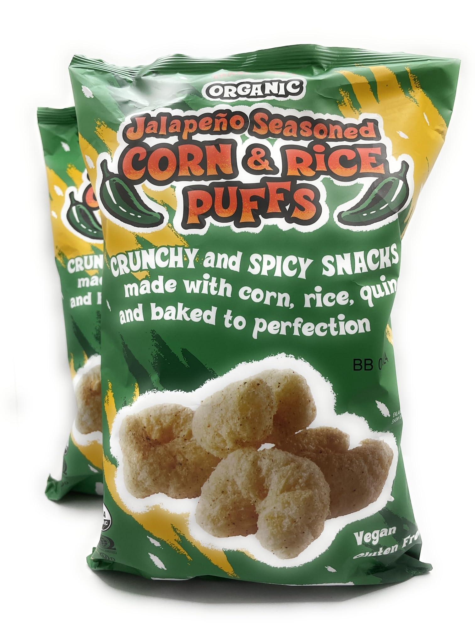 Trader Joes Jalapeno Seasoned Corn and Rice (Organic & Gluten Free) Puffs by Trader Joes 4.9 oz (139 g) - Pack of 2