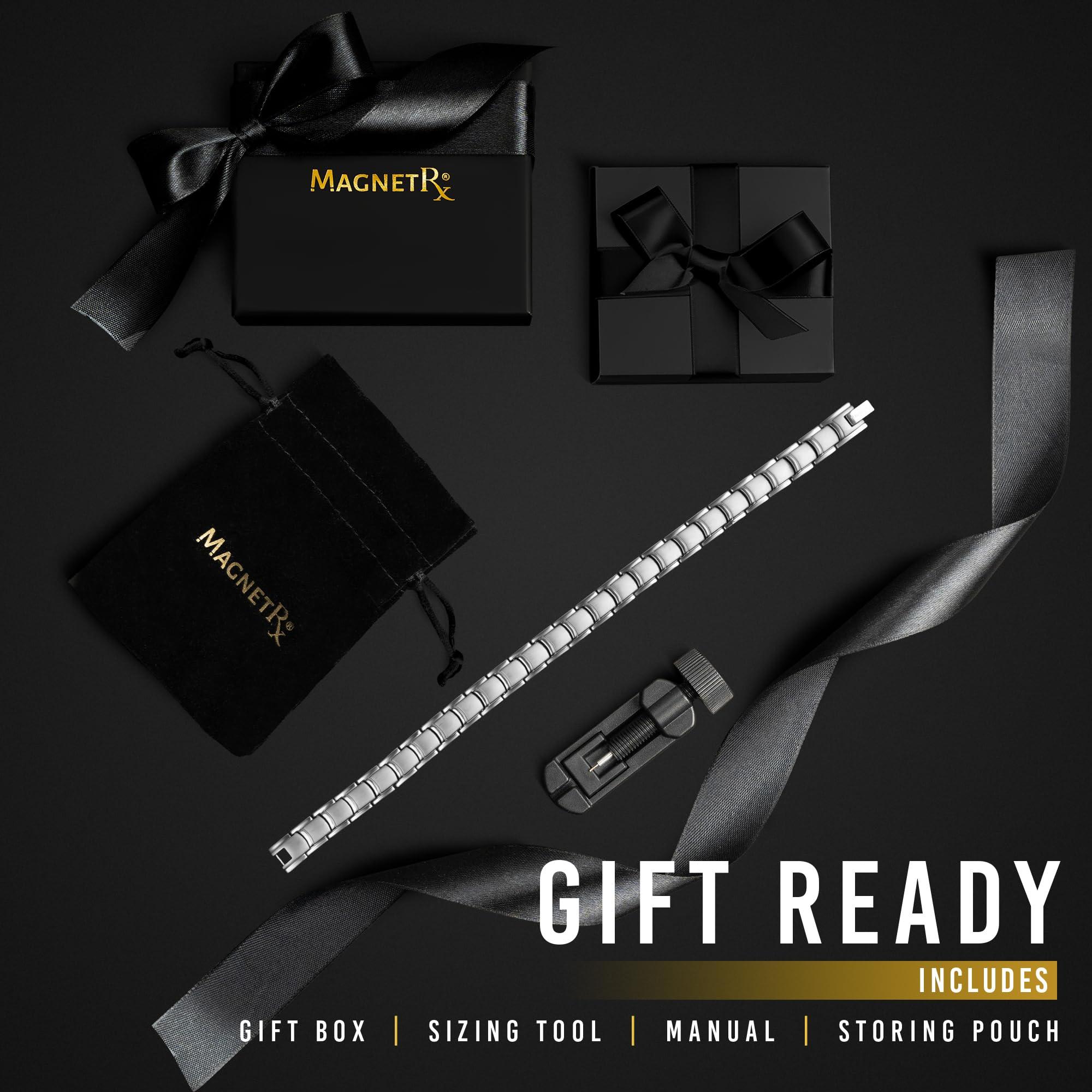 MagnetRX MagnetRX Ultra Strength Magnetic Anklet Effective Magnetic Ankle Bracelets for Men Titanium Mens Ankle Bracelet with 48 Magnets (Silver)