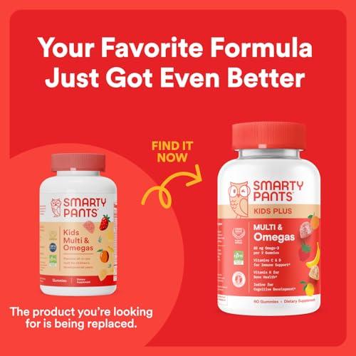 SmartyPants SmartyPants Kids Multivitamin Gummies: Omega 3 Fish Oil (EPA/DHA), Vitamin D3, C, Vitamin B12, B6, A, K & Zinc for Immune Support, Biotin, Gluten Free, Three Fruit Flavors, 120 Count (30 Day Supply)