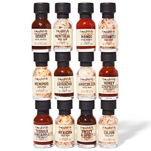Thoughtfully Thoughtfully Gourmet, Wild Western-Themed BBQ Sauce and Rubs Book Gift Set, Includes Honey BBQ, Montreal BBQ Rub & More, Great Gift for Men, Set of 12