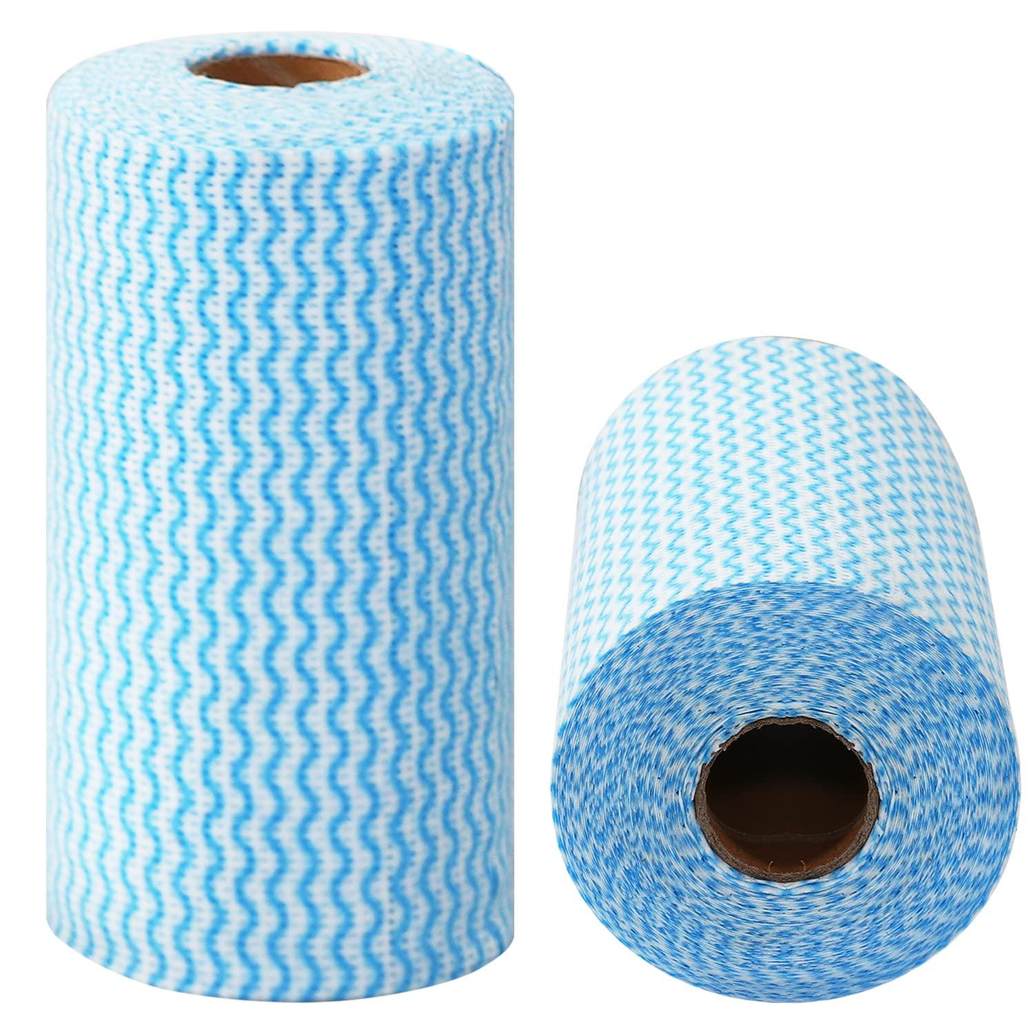 Supmaquc Supmaquc 2 Pack Upgraded Reusable Cleaning Cloths Extra Thick Durable Disposable Cleaning Towels Kitchen Dish Paper Multi Purpose Household Towels Thickened Non Woven Wipes, 7.9\"X11.8\", Blue