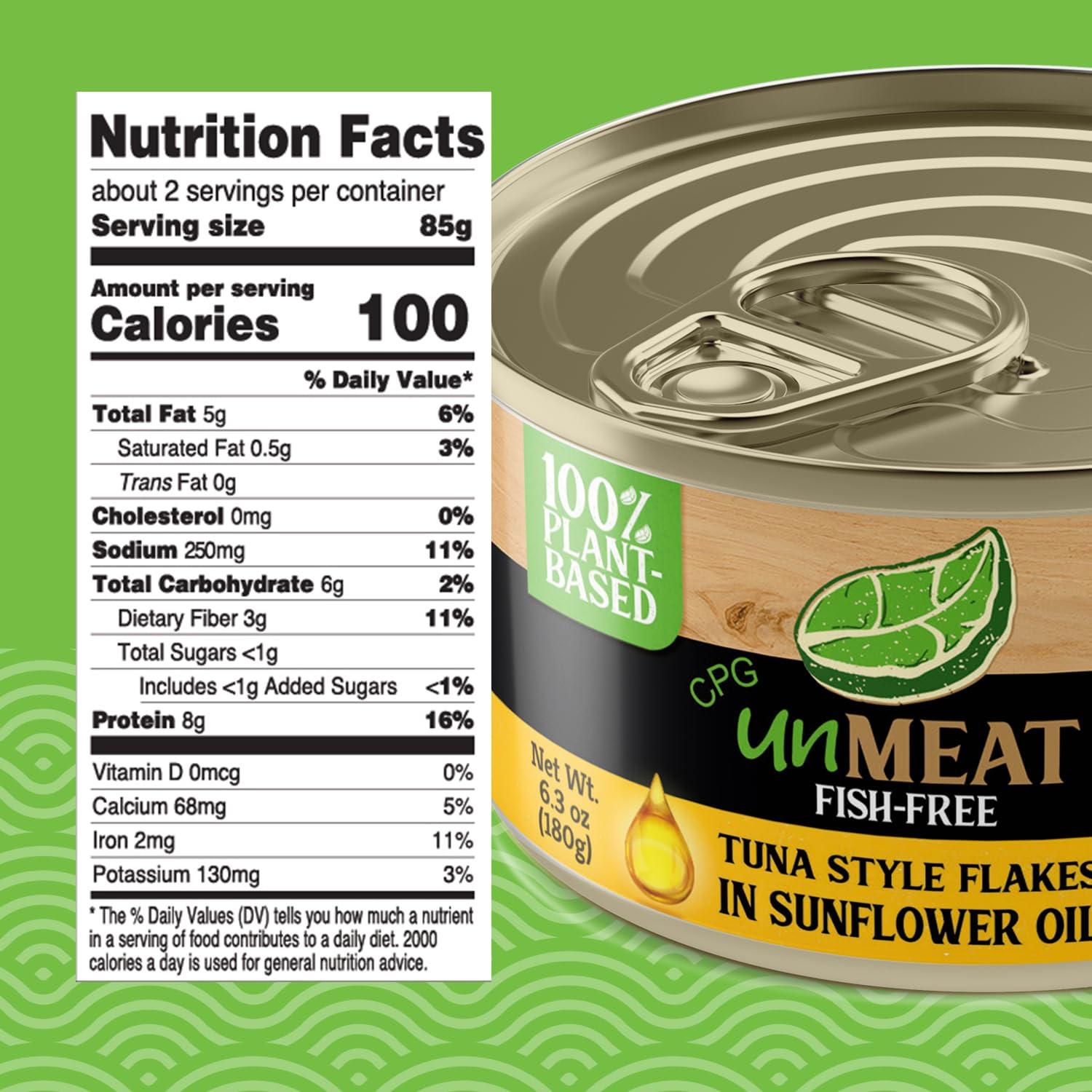 unMEAT unMEAT Plant Based Tuna Style Flakes | Easy to Prepare Plant Based Canned Tuna | Protein-Rich Vegan Tuna in Sunflower Oil, 12 pack