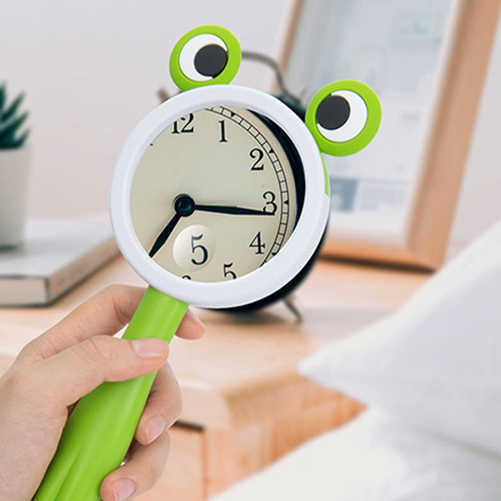 Generic Magnifying Glass for Kids Students Hand-held Reading Magnifier Kids Magnify Glass Toy Cute Cartoon Style Great for Reading (Color : Gold)