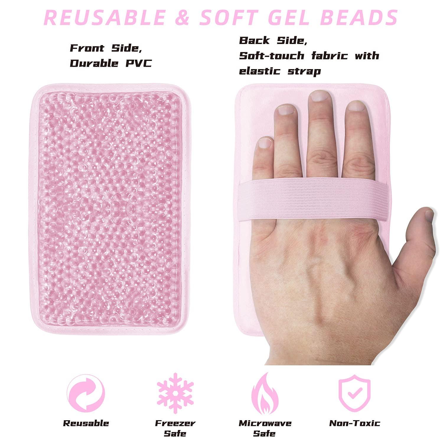 ZNÖCUETÖD Gel Beads Ice Pack Ice Bag with Strap-Reusable Hot & Cold Pack Compress Therapy for Pain, Swelling,Injuries of Knee, Shoulder, Foot, Back, Ankle, Neck, Hip, Elbow (1Pcs,Pink)