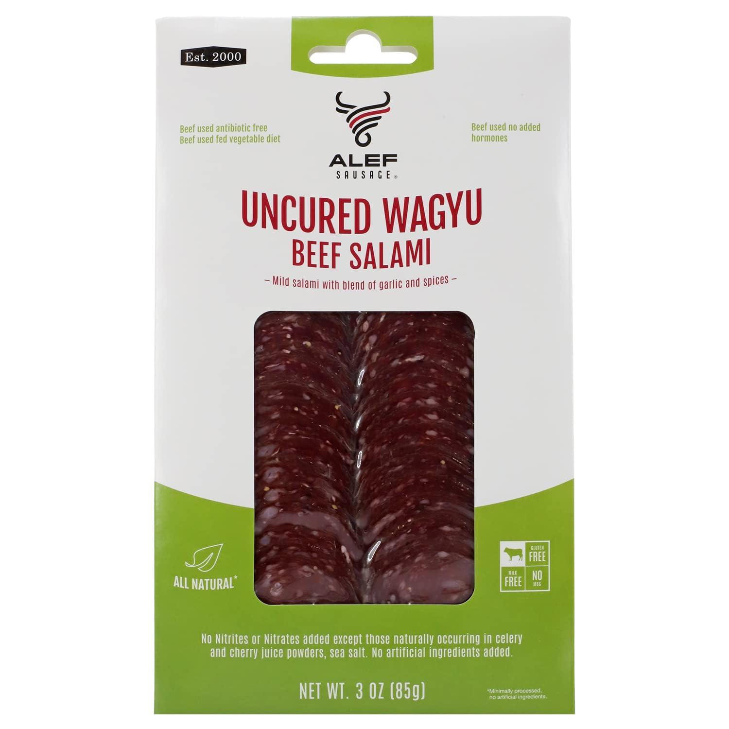 TEAMORE Sliced Uncured Mild Beef Salami WAGYU with Spices & Garlic Blend 3 oz | 85 g | Pack of 3