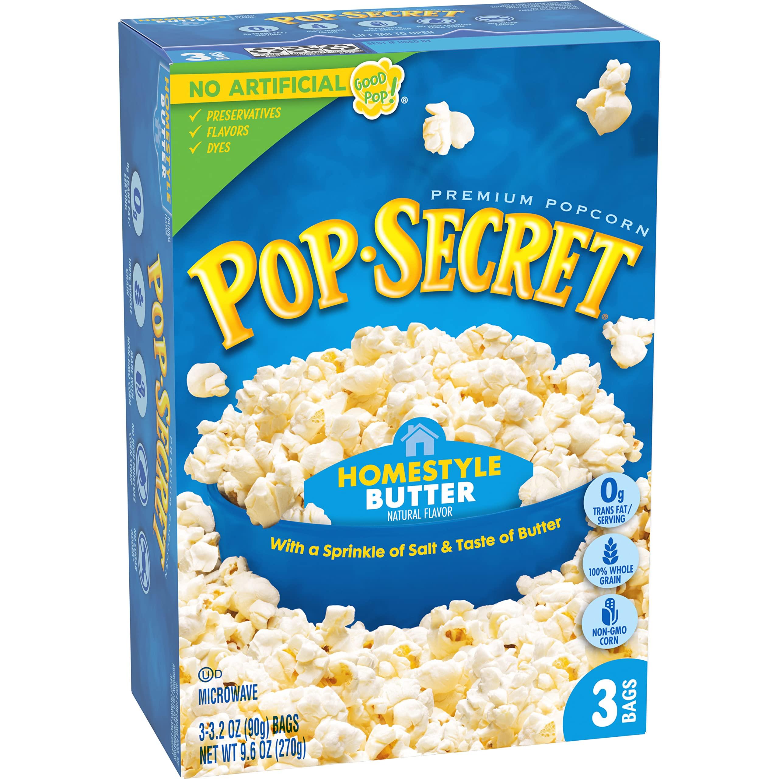 Pop Secret Pop Secret Microwave Popcorn, Homestyle Butter Flavor, 3.2 Oz Sharing Bags, 3 Ct (Pack of 2)