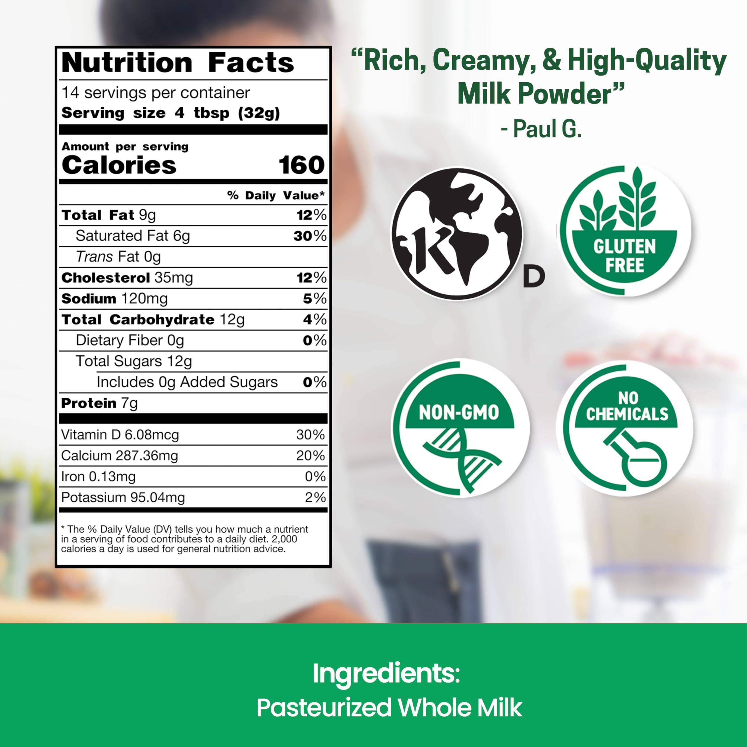 Z Natural Foods Z Natural Foods Premium Whole Milk Powder - Powdered Milk for Baking, Cooking, Drinks - Dry Milk Powder, Pasteurized, Non-GMO, Gluten-Free, Kosher-Certified, 55 lbs