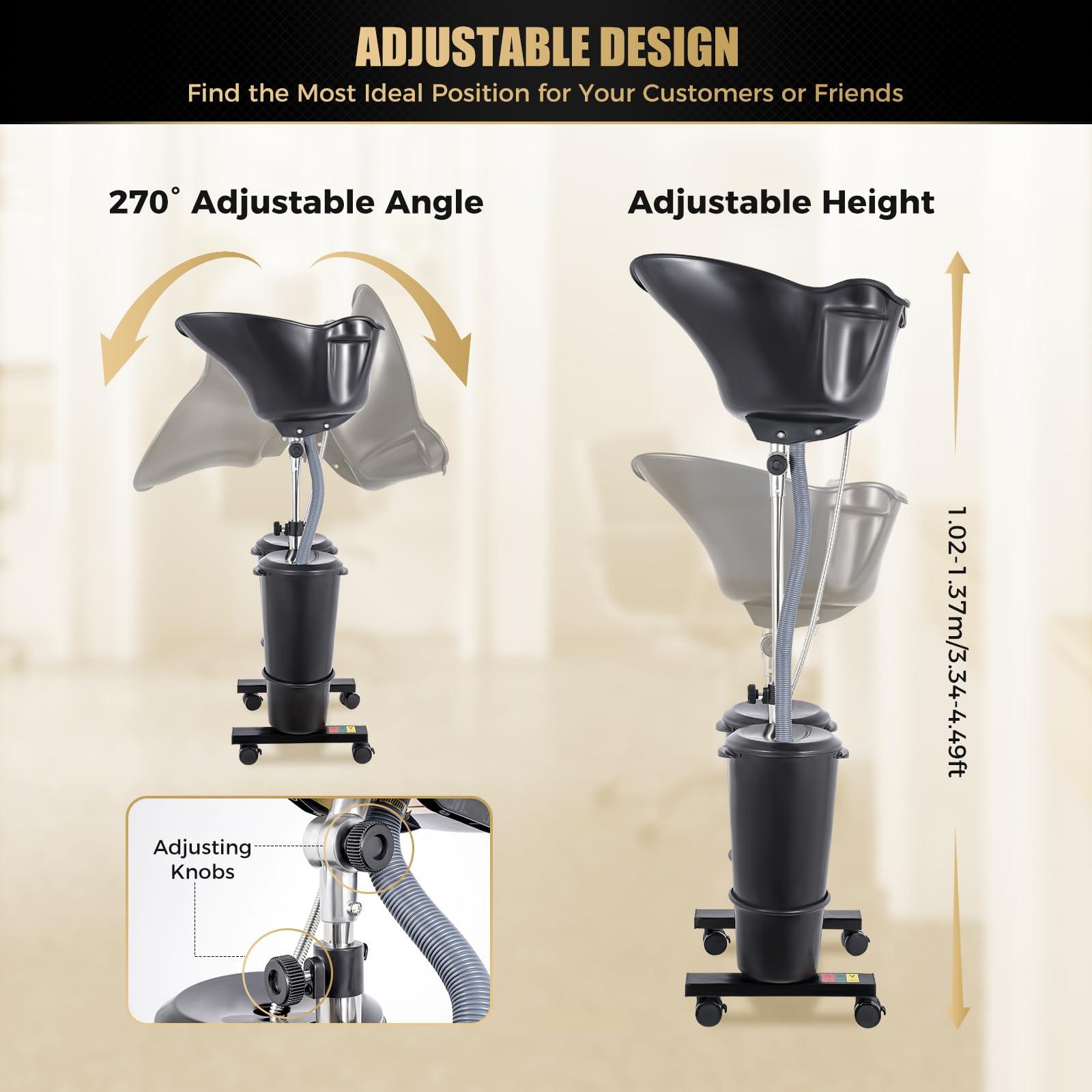 LULUGOGOTOP Portable Salon Shampoo Sink Basin,Hair Stylist Hairdresser Hair Washing Sink Shampoo Wash Bowl w/2 Buckets