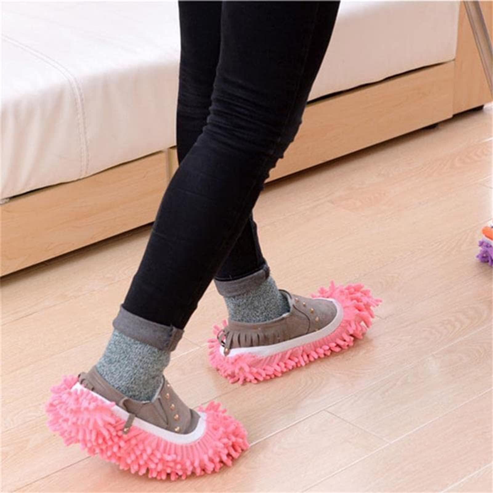 xiaojun xiaojun 3-Pairs Mop Slippers, Microfiber Mop Socks, Lazy Cleaning Shoe Covers for Floor Cleaning,Soft Washable Reusable Microfiber Foot Socks Floor Cleaning Tools Shoe Cover,Pink