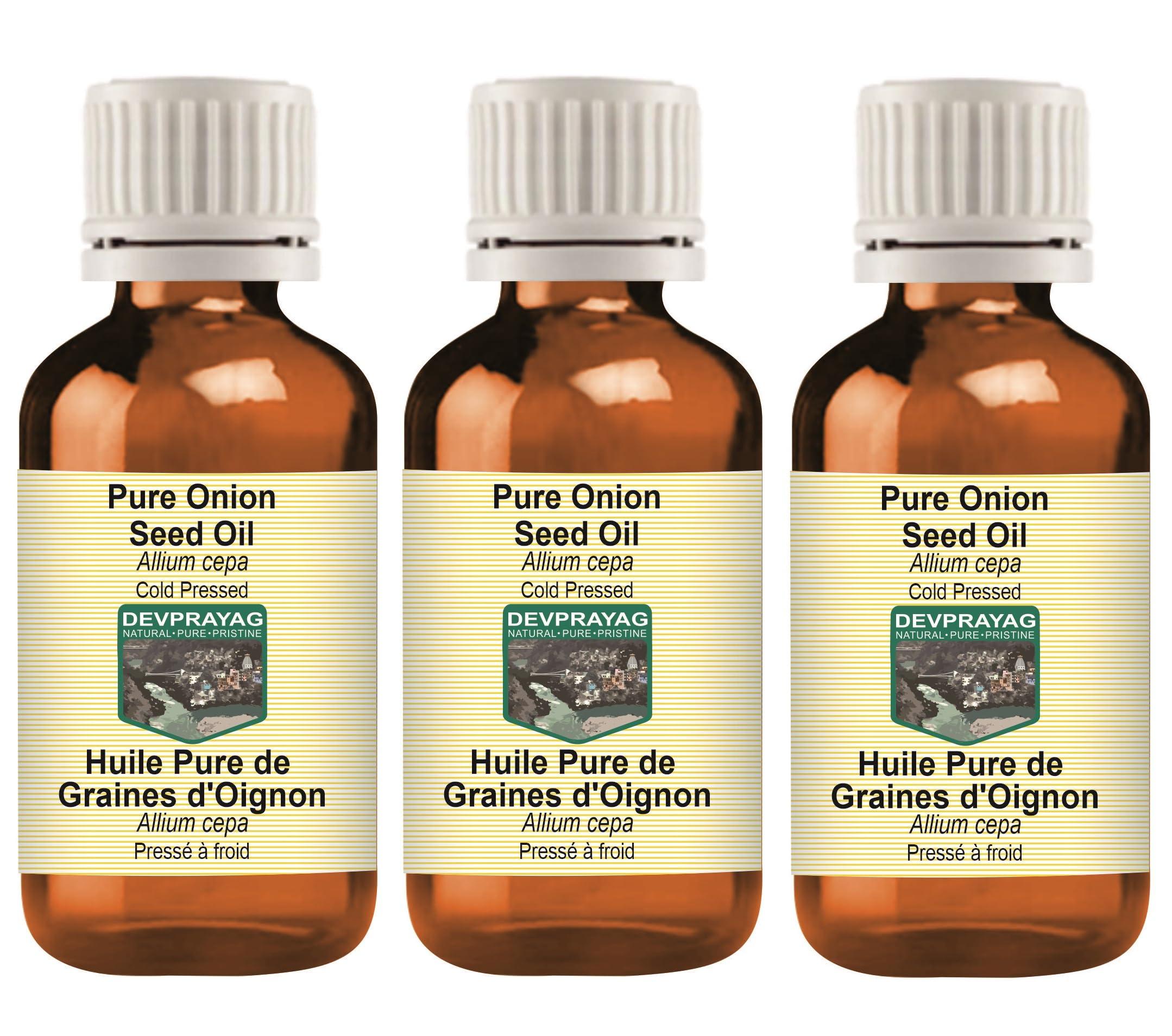 DEVPRAYAG DEVPRAYAG Pure Onion Seed Oil (Allium cepa) Cold Pressed (Pack of three) 100ml X 3 (10 oz)