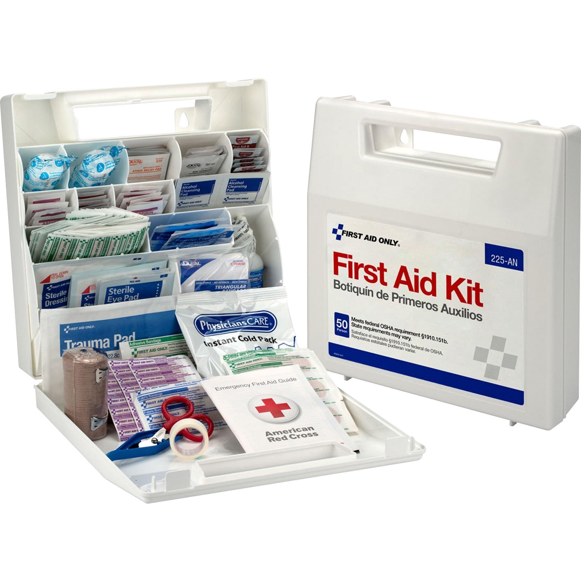 First Aid Only First Aid Only 225-AN 50-Person OSHA-Compliant First Aid Kit, Emergency First Aid Kit for Office, Home, Car, and Worksites, 195 Pieces