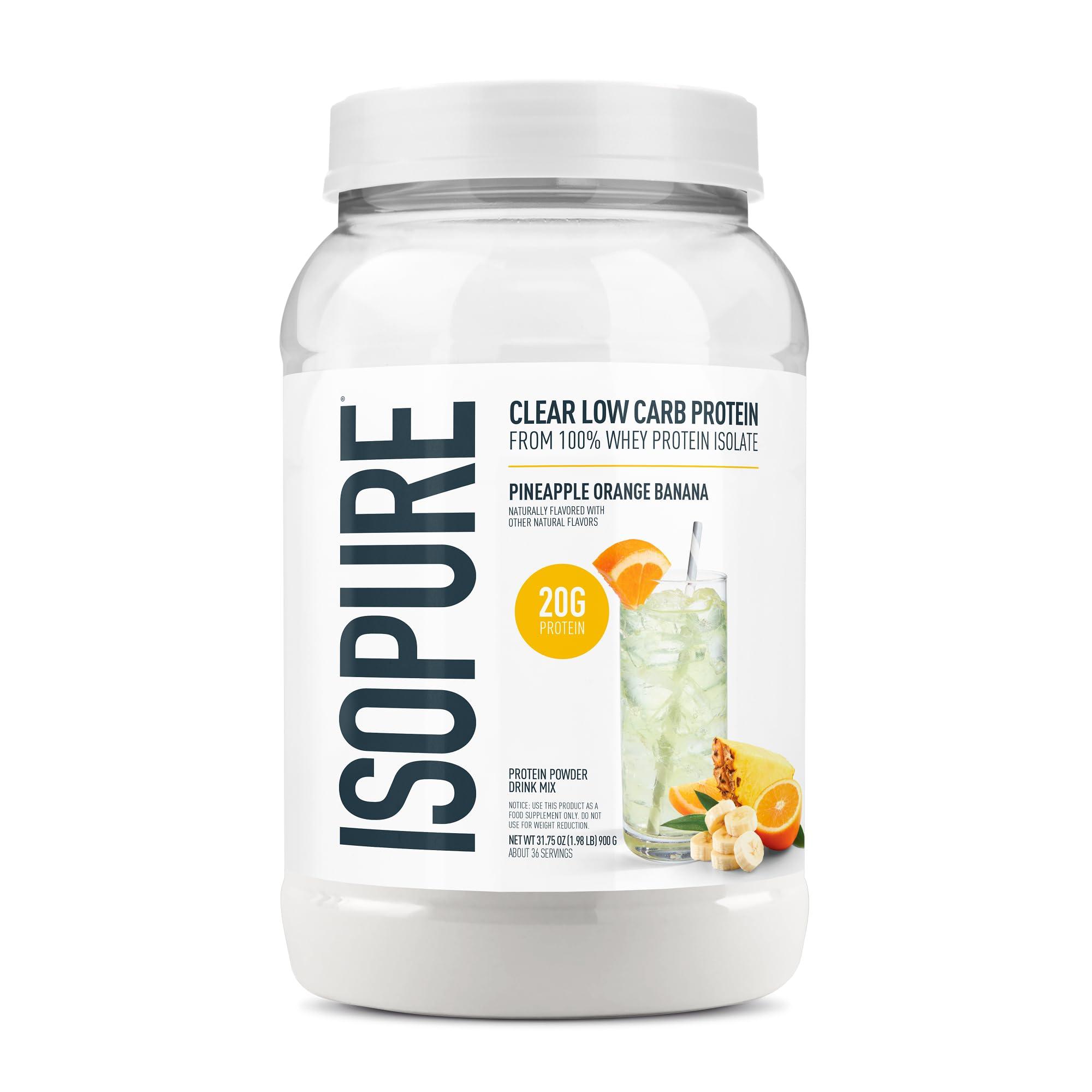 Isopure Isopure Clear Whey Isolate Protein Powder Infusions, Lactose Free, Gluten Free, Naturally Flavored, Pineapple Orange Banana, 20g Protein Per Serving, 1.9 Lb, 36 Servings