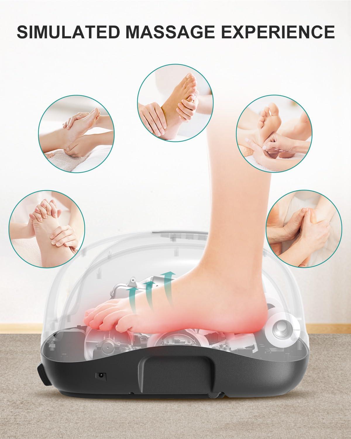 Nekteck Nekteck Foot Shiatsu Massager for Circulation and Pain Relief, Smart Electric Massage Machine with Heat, Deep Kneading, Vibration for Feet, Calf, Arm Muscle Relax White (APP Control)