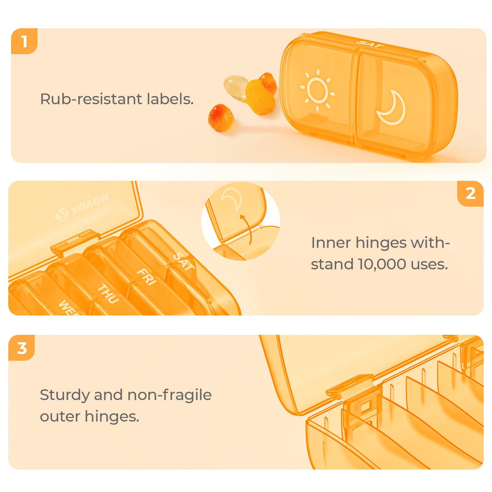 AUVON AUVON XL Weekly Pill Organizer 2 Times a Day with One-Side Large Opening Design for Easy Filling, AM PM Pill Box 7 Day, Portable Travel Pill Case for Medication, Vitamins, Fish Oils, Supplements