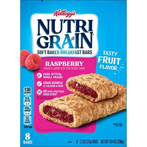 Nutri Grain Nutri-Grain Soft Baked Breakfast Bars, Made with Whole Grains, Kids Snacks, Raspberry, 10.4oz Box (8 Bars)