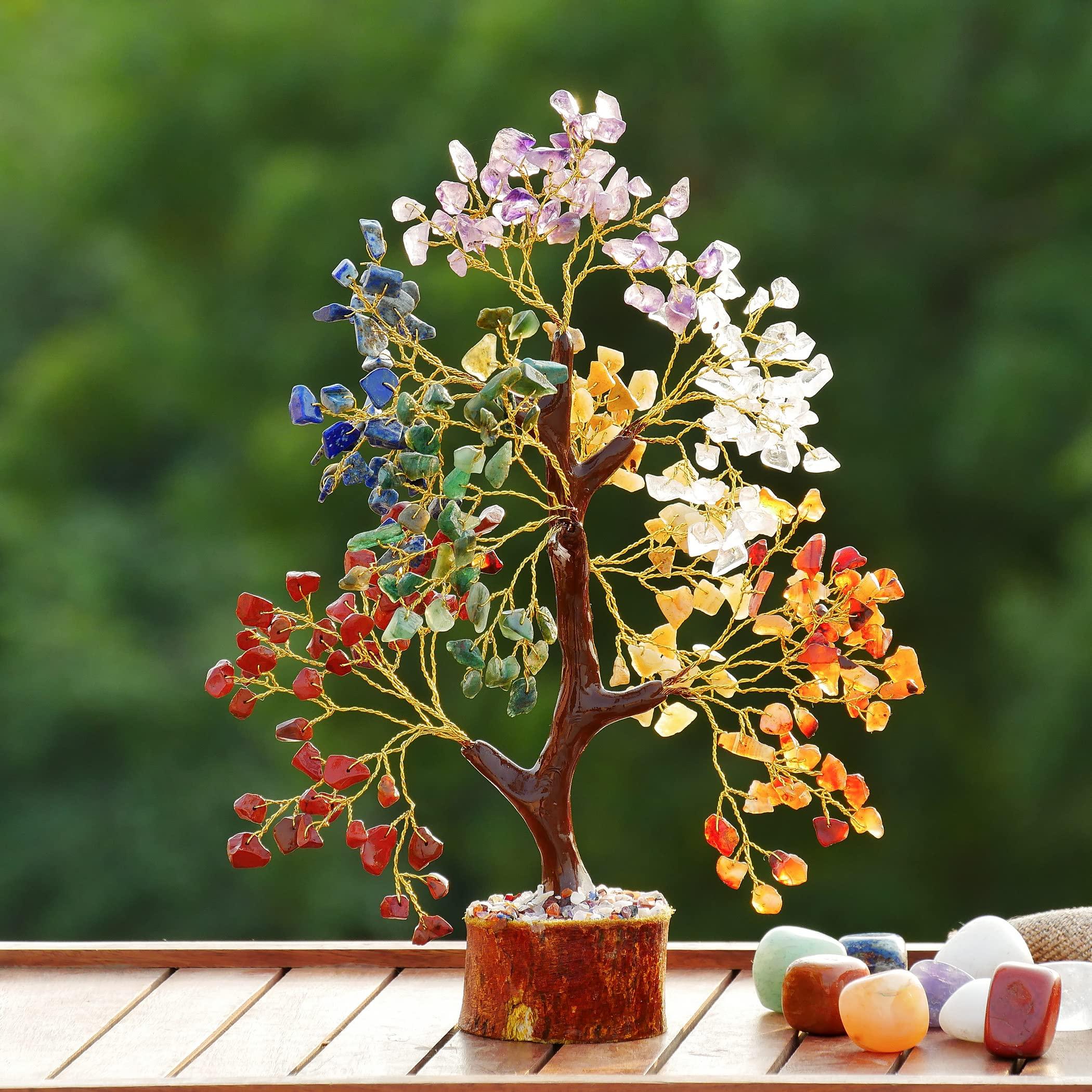 PYOR Chakra Tree, Chakra Stones, Crystal Tree, Gifts for Women, Stones and Crystals, Spiritual Decor, Crystal Pocket Angels, 7 Chakra Tree, Crystal Angel Figurines, Gem Tree, Meditation Accessories