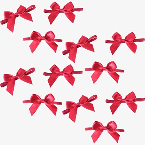 CM Originals Elastic Ribbon Red Stretch Loops with Bows Elastic Gift Bow Stretch Bows for Gifts Christmas Elastic Ribbon Crafts for Christmas Gift Boxes Wrapping Party Favors Wedding (12 Pack)