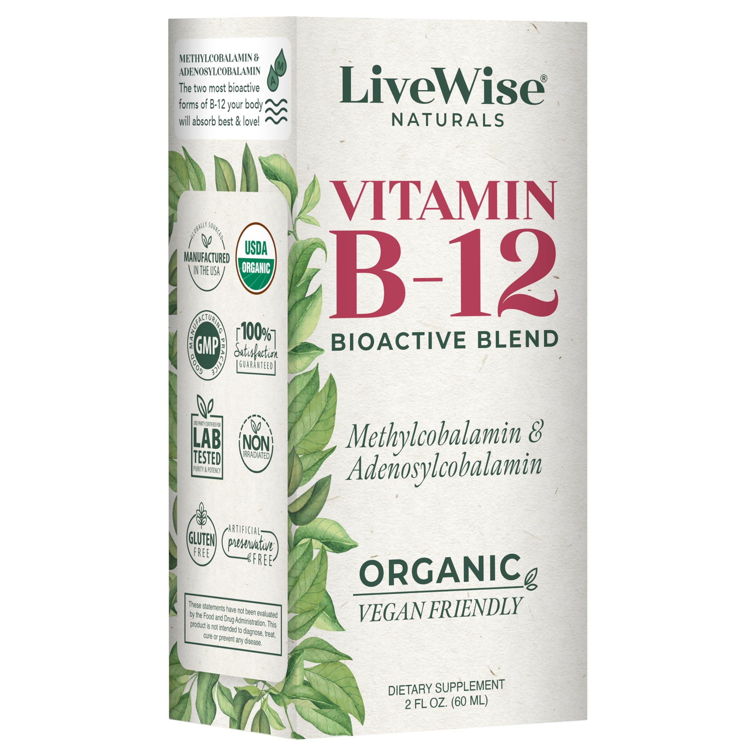 Live Wise Naturals Liquid B12 Vitamin Sublingual – All-Natural Liquid Vitamin Vegan B12 Drops – Non-GMO Adenosylcobalamin Methylcobalamin B12 Supplement – Boost Your Immune System, Metabolism, Energy and Focus!