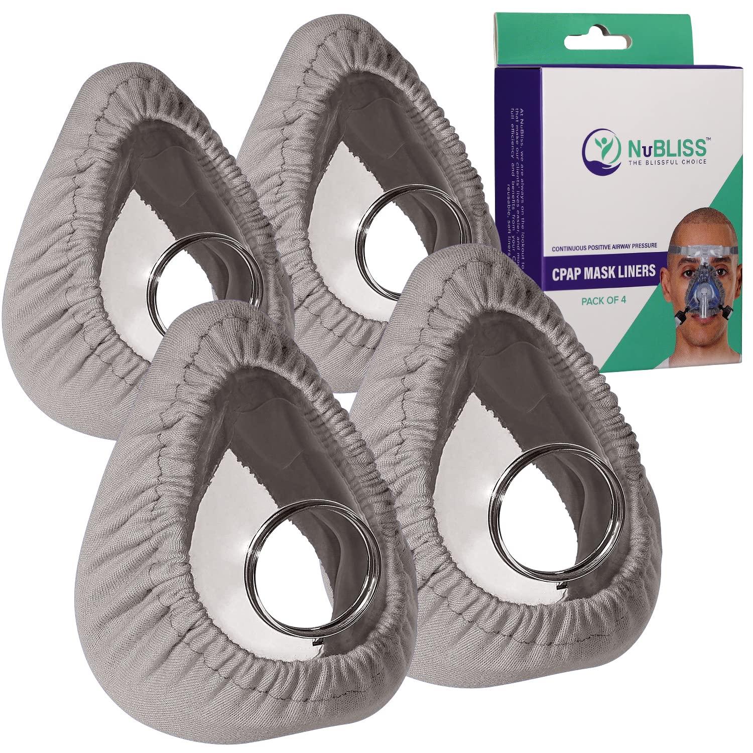 NuBliss CPAP Mask Liners - FSA & HSA Eligible 4-Pack Soft Cushion Mask Cover Compatible with F20 & F10 Mask, A Variety of Nasal Masks, Mouth Masks, and Most Full Face Masks - Washable, Reusable, Lightweight