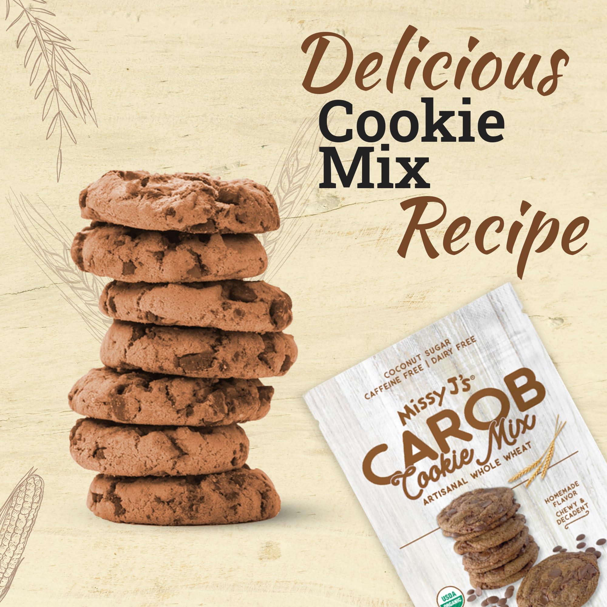 Missy J's Missy J's Organic Carob Whole Wheat Cookie Mix 12 Oz 3 Pack, Healthy Caffeine Free Substitute for Chocolate, Carob Made w/Dairy-Free and Corn-Free Vegan Snack, Perfect for Snacks