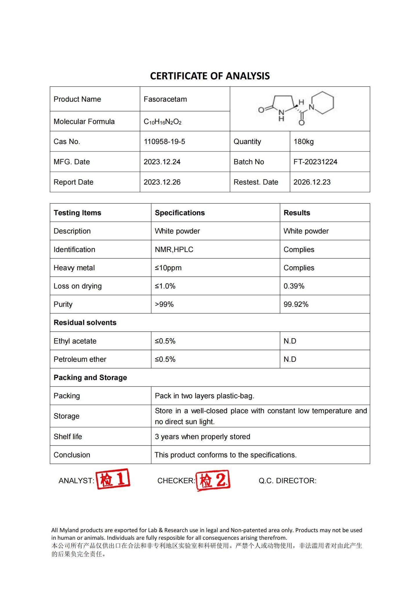 scscitech Fasoracetam Powder 5 Grams >99% Pure Free Double Sided microscoop 10-30mg