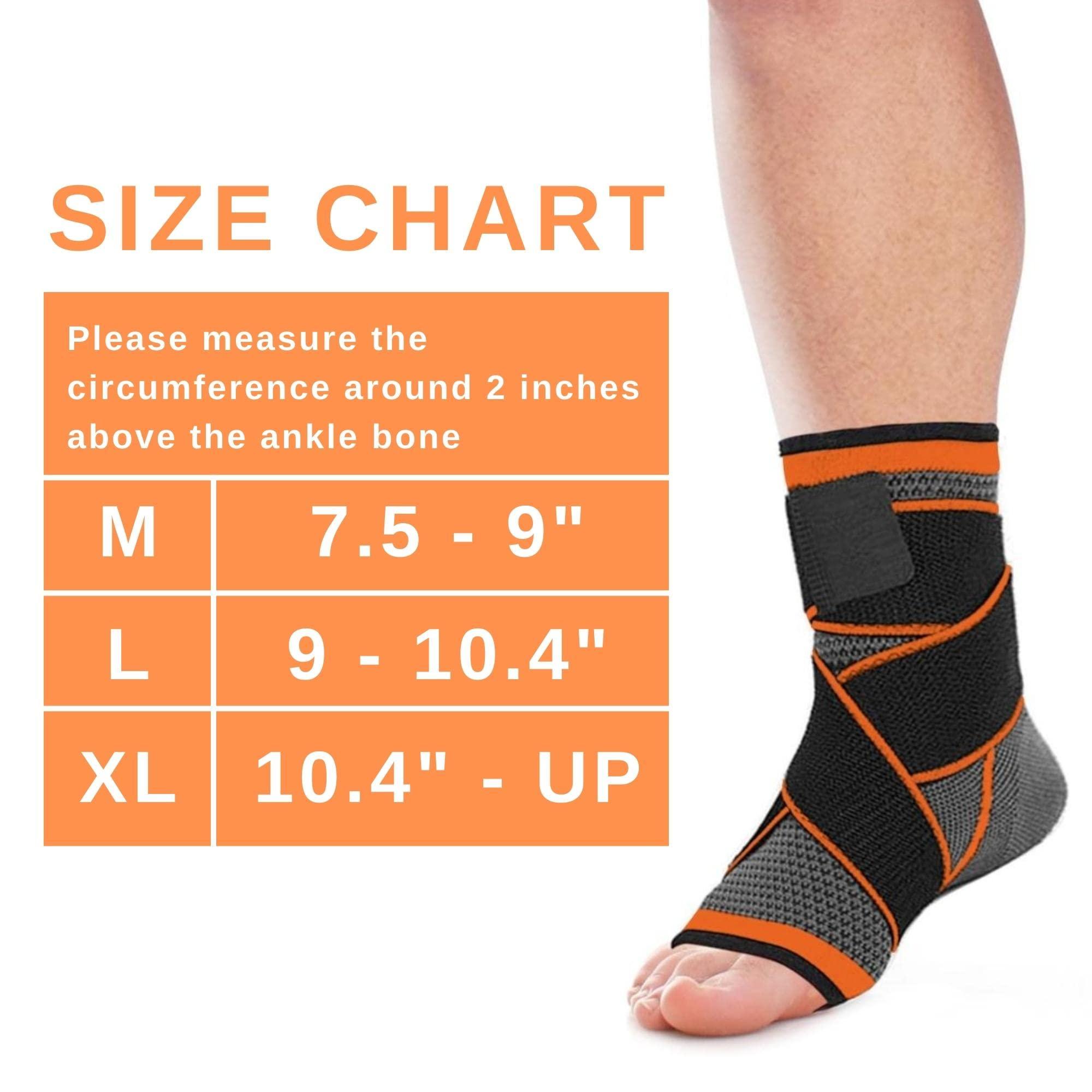 DCF DCF Ankle Brace Compression Support Sleeve Ankle Compression Socks for Plantar Fasciitis, Achilles Tendonitis Pain Relief, Foot & Ankle Swelling, Joint Pain, Heel Spurs (1 Pair) (Medium, Orange)
