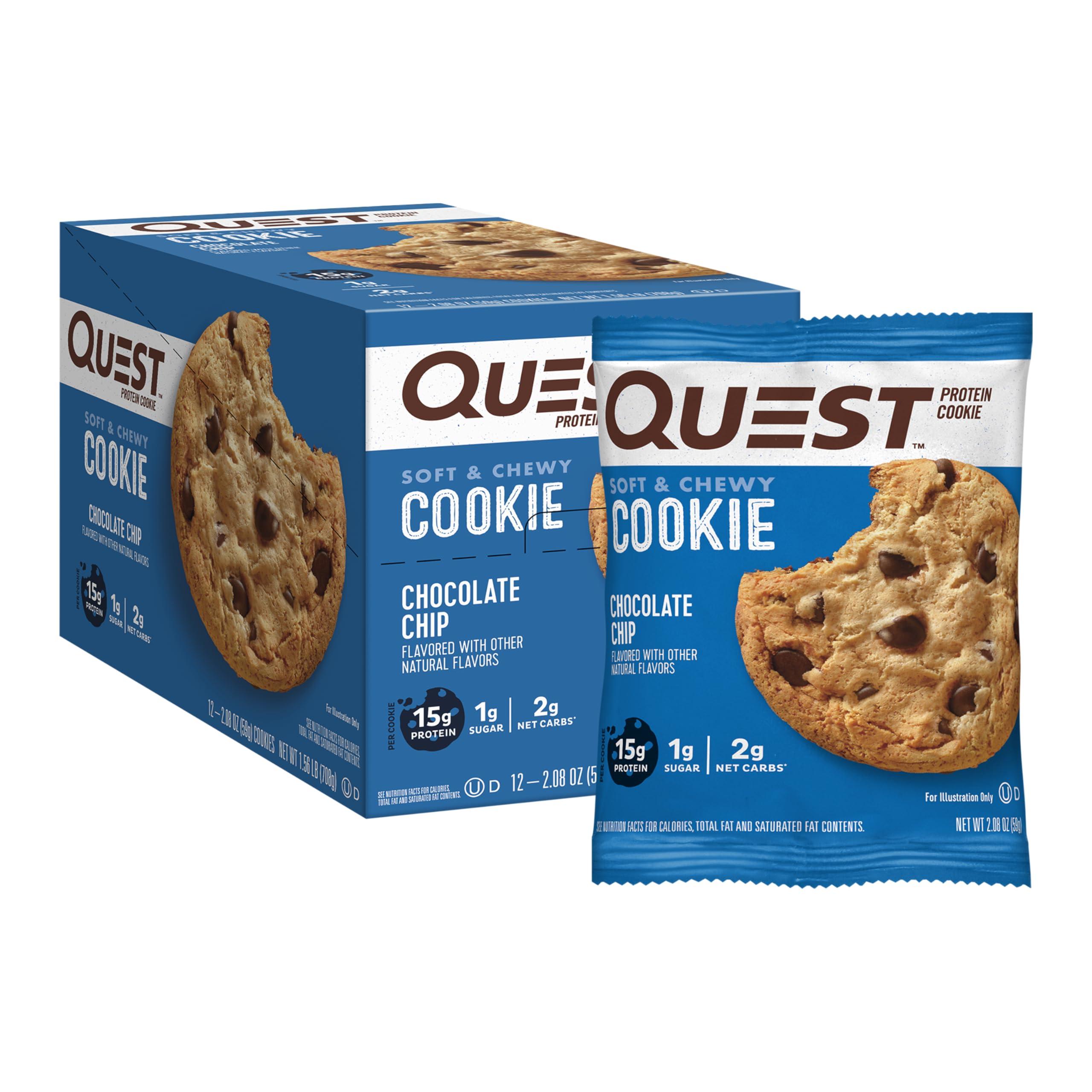 Quest Nutrition Quest Nutrition Frosted Strawberry Cake & Chocolate Chip Protein Cookie Bundle, 1g Sugar, 10g Protein, 2g Net Carbs, Gluten Free, 16 & 12 Count