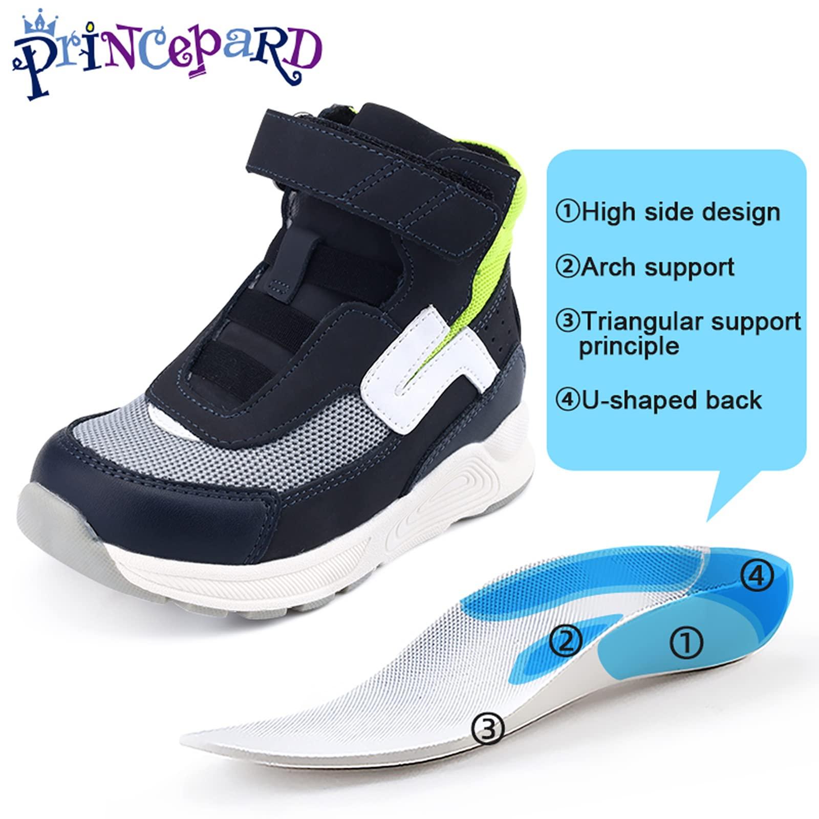 princepard Orthopedic Shoes for Kids,High Top Corrective Sneakers with Arch & Ankle Support for Girls and Boys\' Flat Foot,Anti-Slip Soles Green