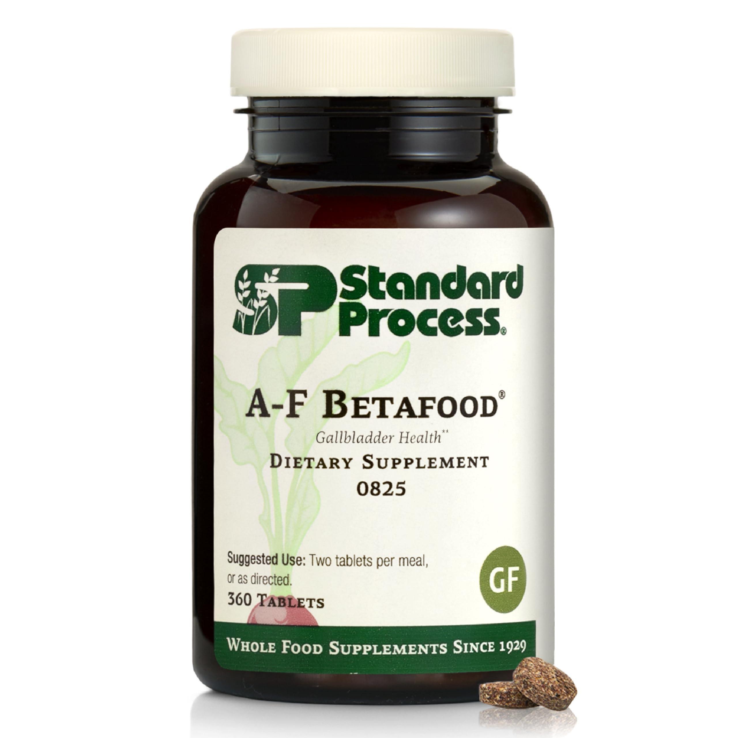 Standard Process Standard Process A-F Betafood - Gluten-Free Liver Support, Cholesterol Metabolism, and Gallbladder Support Supplement with Vitamin A, Iodine, Vitamin B6-360 Tablets