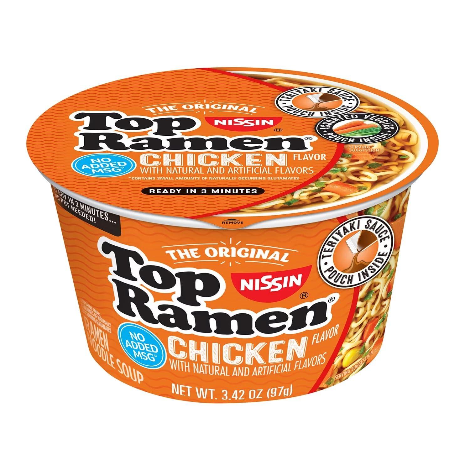NISSIN Nissin Top Ramen Chicken Bowl, 3.4 Ounce (Pack of 12)