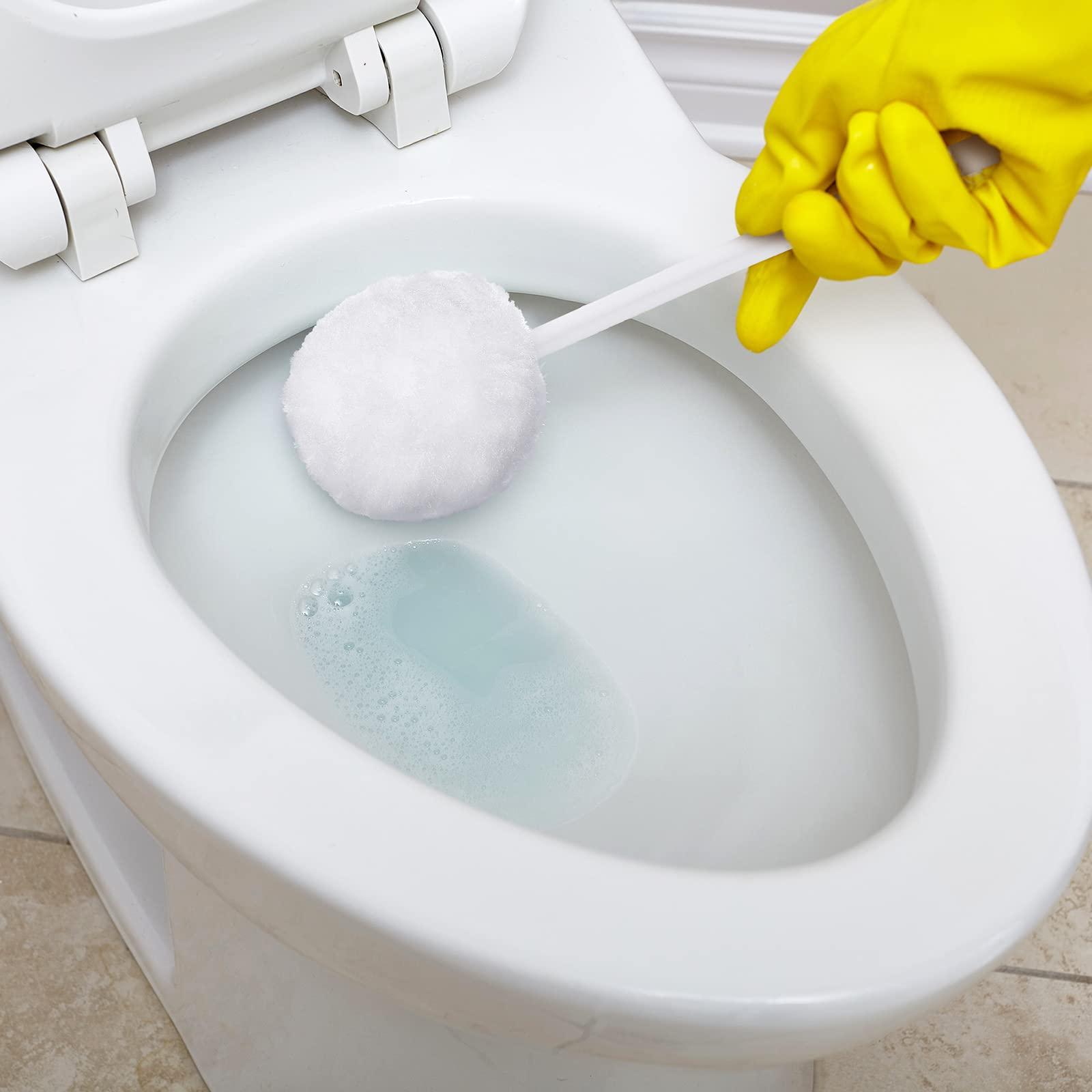 Eaasty 20 Pack Toilet Bowl Brush White Soft Swab Toilet Bowl Cleaners Disposable Toilet Brush Long Plastic Handled Toilet Bowl Mop with Silk Cotton Brush for Bathroom Toilet Bowl, 11 x 4.3 Inch