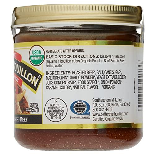 Better Than Bouillon Better Than Bouillon Organic Roasted Beef Base, Made with Seasoned Roasted Beef, USDA Organic, Blendable Base for Added Flavor, 38 Servings Per Jar (8 Ounce (Pack of 4))