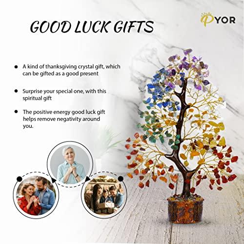 PYOR Chakra Tree, Chakra Stones, Crystal Tree, Gifts for Women, Stones and Crystals, Spiritual Decor, Crystal Pocket Angels, 7 Chakra Tree, Crystal Angel Figurines, Gem Tree, Meditation Accessories