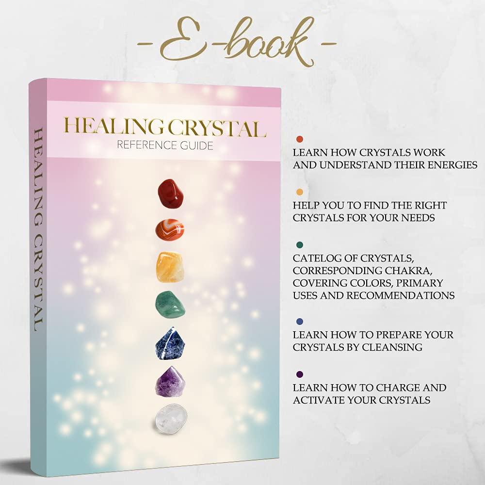 Aovila Premium Crystals and Healing Stones Set in Wooden Box Healing Crystals Set for Beginners - Chakra Stones Raw Crystals and Stones Amethyst Cluster Rose Quartz e-Book Healing Crystal Gifts for Women