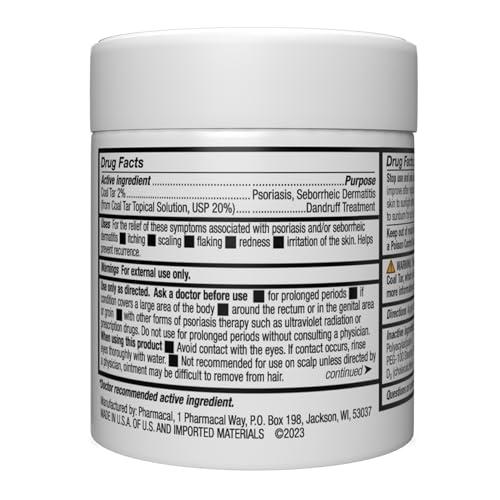 MG217 MG217 2% Coal Tar Ointment for Psoriasis, Extra Strength Multi Symptom Relief, Effectively Relieves Itching, Scaling, Redness, Vitamin A, D and E, 4 oz Jar