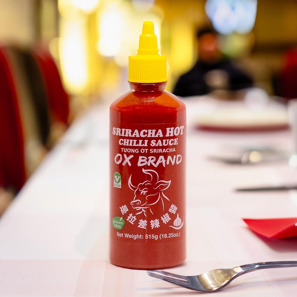 MISHIMA [MISHIMA] OX Brand Sriracha Hot Chili Sauce | Authentic Thai Flavor | Gluten-Free | Vegan | Halal-Certified | Spicy Culinary Delight (18.25oz x 1 Bottle)