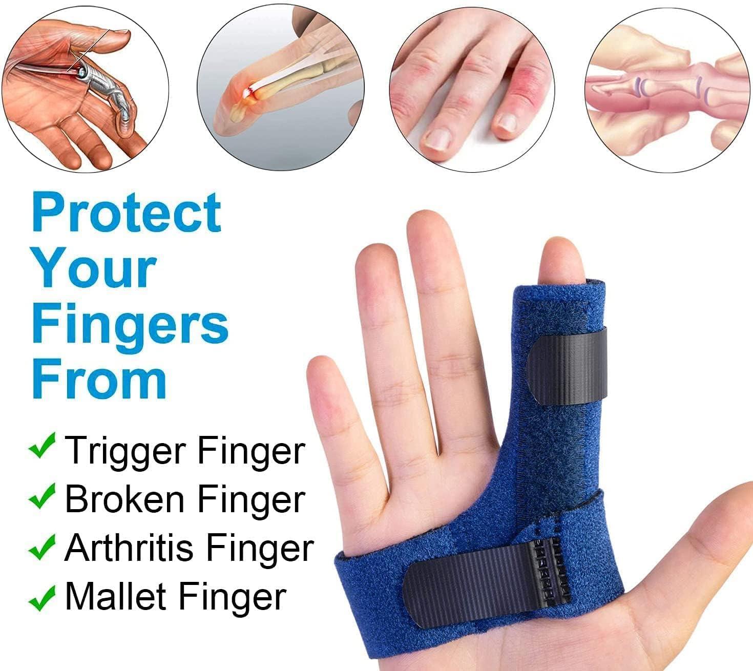 Sumifun Sumifun Finger Brace, Trigger Finger Splint for Index Middle Ring Pinky Finger Arthritis Pain, Tendon Injury, Broken Mallet Finger Stabilizer Supports for Dislocated Knuckle Immobilizer Wrap for Right